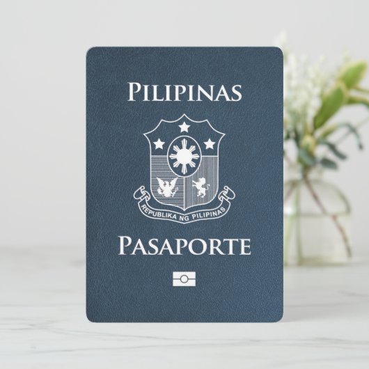 Navy Blue Philippines Passport Bewaar de datum Save The Date (Staand voorkant)
