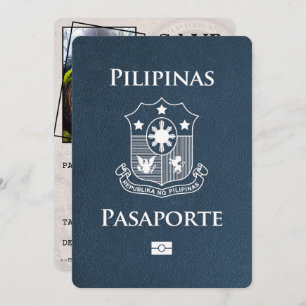 Navy Blue Philippines Passport Bewaar de datum Save The Date