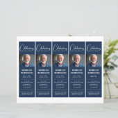 Navy Blue Photo 2x7" DIY Funeral Bladwijzer Sjablo (Staand voorkant)