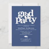 Navy Blue Photo Afstudeerder Party Bold Typography Kaart (Voorkant)