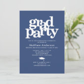 Navy Blue Photo Afstudeerder Party Bold Typography Kaart (Staand voorkant)