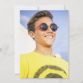 Navy Blue Photo Afstudeerder Party Bold Typography Kaart (Achterkant)