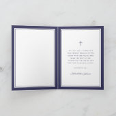 Navy Blue Photo Boy First Communion Bedankkaart (Binnen)