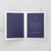 Navy Blue Photo Boy First Communion Bedankkaart (Binnen)