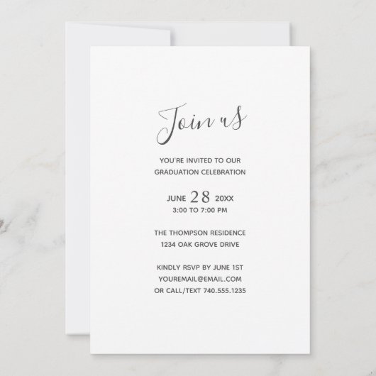 Navy Blue Photo Collage Graduparty Kaart (Achterkant)