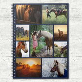 Navy Blue Photo Collage Horse Custom Notitieboek