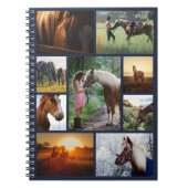 Navy Blue Photo Collage Horse Custom Notitieboek (Voorkant)