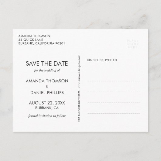 Navy Blue Photo Collage Save the Date Briefkaarten (Achterkant)