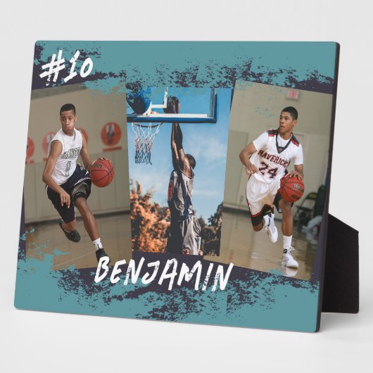 Navy & Blue Photo Collage, speciaal gepersonalisee Fotoplaat (Zijkant)