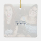 Navy Blue Photo Keepsake Christmas Keramisch Ornament (Achterkant)