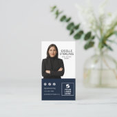 Navy Blue Photo Logo Real Estate Agent  Visitekaartje (Staand voorkant)