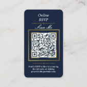 Navy Blue | Photo Online RSVP QR Code Wedding  Informatiekaartje (Voorkant)