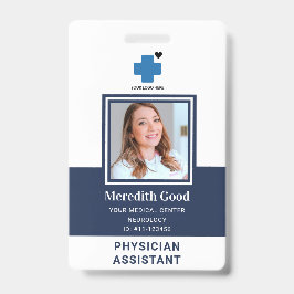 Navy Blue Photo Security ID Physician Assistant Badge