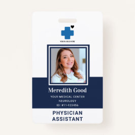 Navy Blue Photo Security ID Physician Assistant Badge