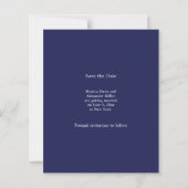 Navy blue photo wedding Save the Date card (Achterkant)