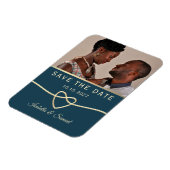 Navy Blue Photo Wedding Save the Date Invitation Magneet (Linkerzijde)