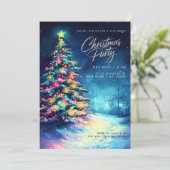 Navy Blue Pine Tree Kleurrijke Kerstboom Kaart (Staand voorkant)