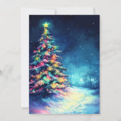 Navy Blue Pine Tree Kleurrijke Kerstboom Kaart (Achterkant)