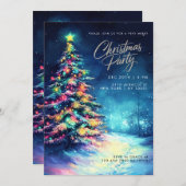 Navy Blue Pine Tree Kleurrijke Kerstboom Kaart (Voorkant / Achterkant)
