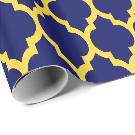 Navy Blue Pineapple Yellow Moroccan #4 Cadeaupapier (Rol Hoek)