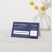 Navy Blue Pink Airline Ticket Gastzitplaatsen Plaatskaartje (Voorkant)