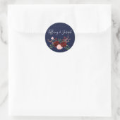 Navy Blue Pink Burgundy Roos Floral Wedding Ronde Sticker (Tas)