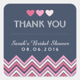 Navy Blue Pink Chevron Love Dank je Sticker