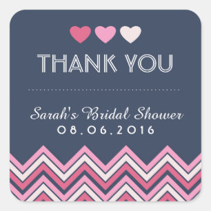 Navy Blue Pink Chevron Love Dank je Sticker