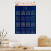 Navy Blue, Pink en Gold - 16-zittingsschema Poster (Keuken)