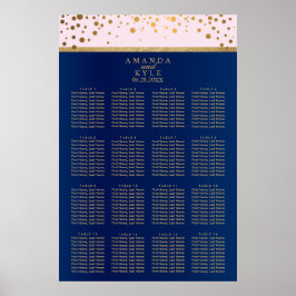 Navy Blue, Pink en Gold - 16-zittingsschema Poster