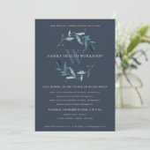NAVY BLUE PINK FAUNA WREATH WORKSHOP EVENT INVITE BEDANKKAART (Staand voorkant)