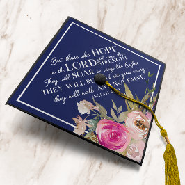 Navy Blue Pink Floral Bible Verse Isaiah 40