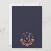 Navy Blue Pink Floral Gold Bridesmaids Kaart (Achterkant)