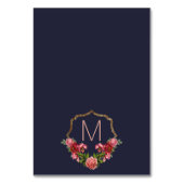 Navy Blue Pink Floral Gold Table Numbers Kaart (Achterkant)