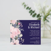 Navy Blue Pink Floral Modern Wedding Budget (Staand voorkant)