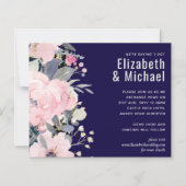 Navy Blue Pink Floral Modern Wedding Budget (Voorkant)