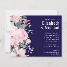 Navy Blue Pink Floral Modern Wedding Budget