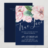 Navy Blue Pink Floral Modern Wedding Budget (Voorkant / Achterkant)