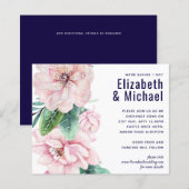 Navy Blue Pink Floral Modern Wedding Budget (Voorkant / Achterkant)