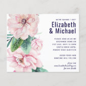 Navy Blue Pink Floral Modern Wedding Budget (Voorkant)
