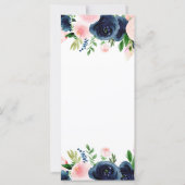 Navy Blue Pink Floral Waterverf Wedding Programme (Achterkant)