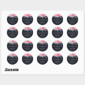 Navy Blue Pink Floral Wedding Sticker (Vel)