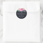 Navy Blue Pink Floral Wedding Sticker (Tas)