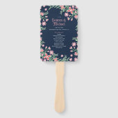 Navy Blue Pink Flower Swirl Spring Floral Wedding Handwaaier (Voorkant)