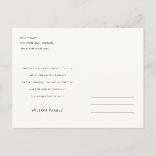 NAVY BLUE PINK FOLIAGE WREATH MEMORIAL DANK U UITNODIGING BRIEFKAART (Achterkant)