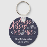 Navy Blue Pink Hug en Kisses uit New Mr en Mrs.