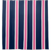 Navy Blue Pink Khaki Stripes gepersonaliseerd Douchegordijn (Voorkant)