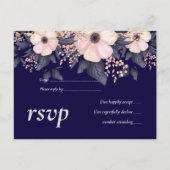 Navy Blue Pink Modern Wedding Budget Uitnodiging Briefkaart (Voorkant)
