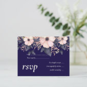 Navy Blue Pink Modern Wedding Budget Uitnodiging Briefkaart (Staand voorkant)