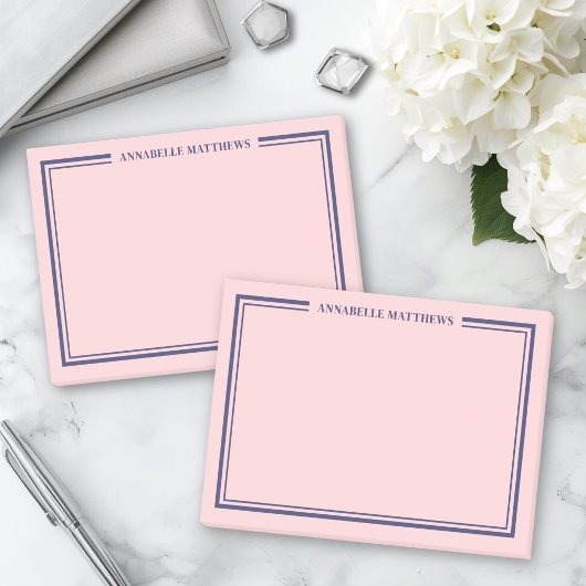 Navy Blue Pink Monogram Post-it® Notes